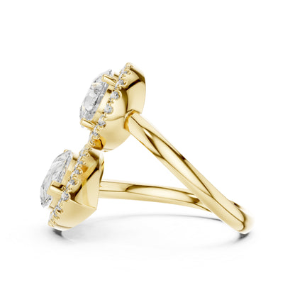 18K Rose Gold Round & Pear Lab-Grown Diamond Engagement Ring for Women | Pure Carat