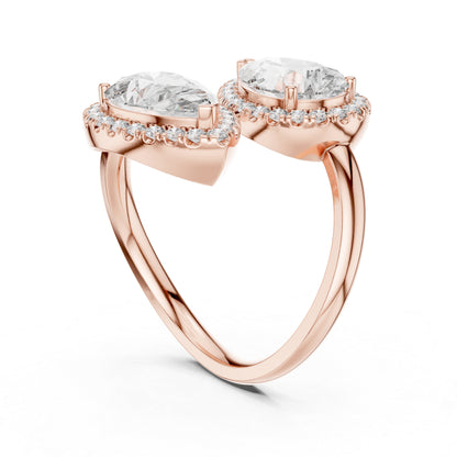 18K Rose Gold Round & Pear Lab-Grown Diamond Engagement Ring for Women | Pure Carat