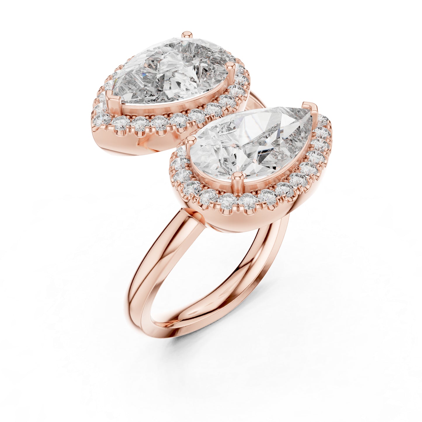 18K Rose Gold Round & Pear Lab-Grown Diamond Engagement Ring for Women | Pure Carat
