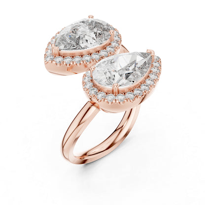 18K Rose Gold Round & Pear Lab-Grown Diamond Engagement Ring for Women | Pure Carat