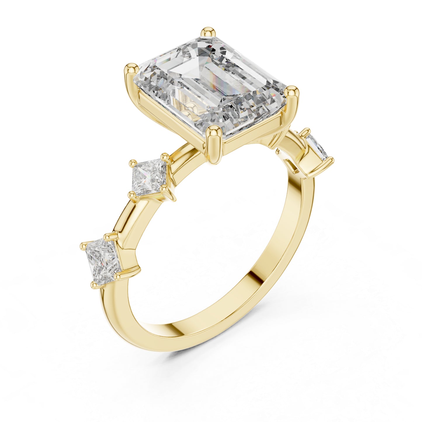 18K Rose Gold Emerald & Princess Lab-Grown Diamond Wedding Ring for Women | Pure Carat