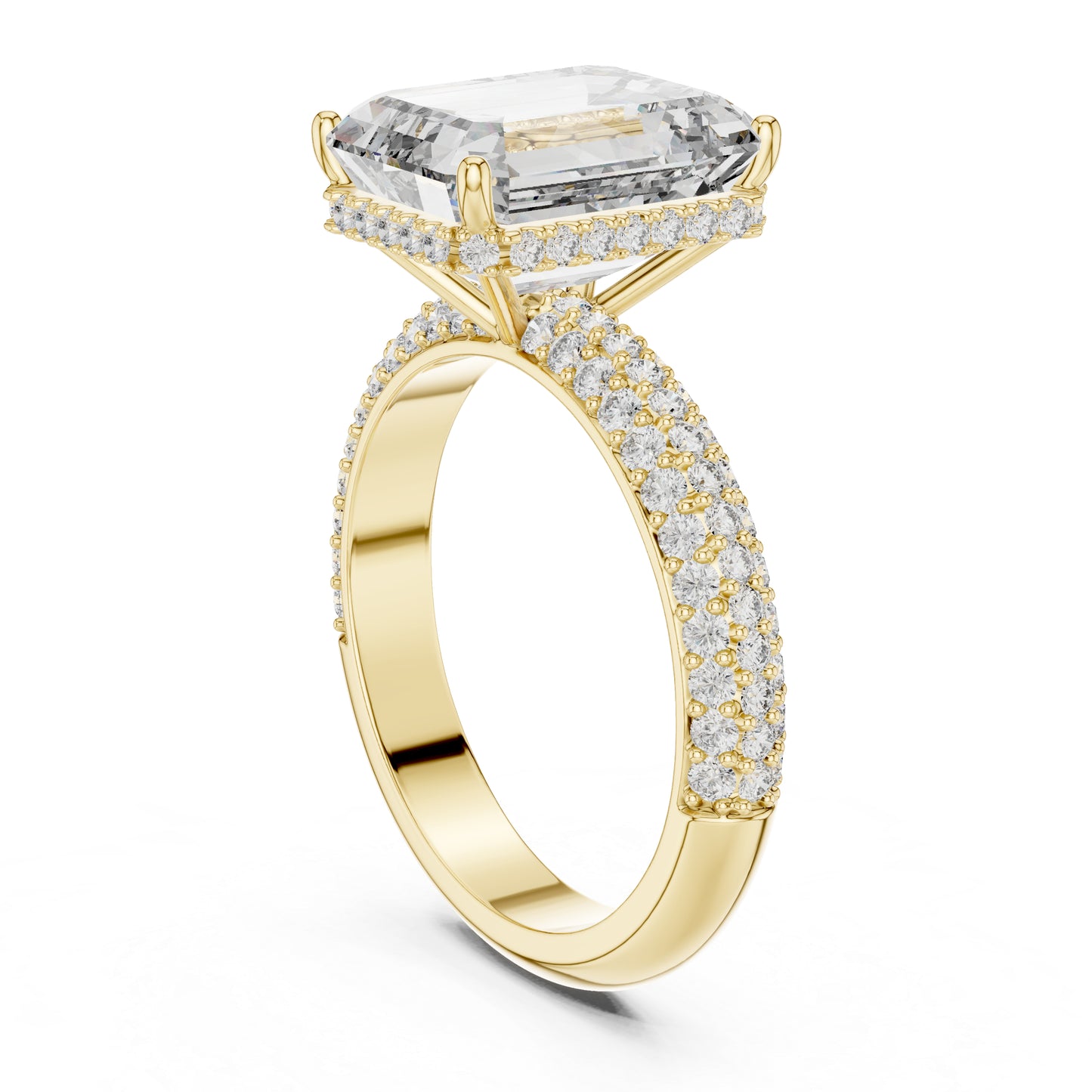 14K Yellow Gold Round & Emerald Lab-Grown Diamond Engagement Ring for Women | Pure Carat