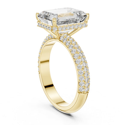 14K Yellow Gold Round & Emerald Lab-Grown Diamond Engagement Ring for Women | Pure Carat