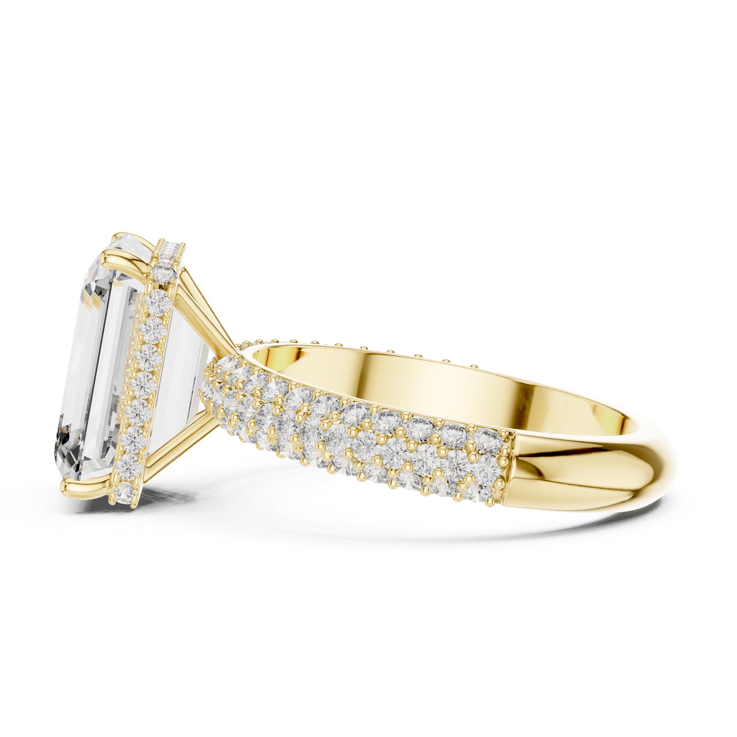 14K Yellow Gold Round & Emerald Lab-Grown Diamond Engagement Ring for Women | Pure Carat