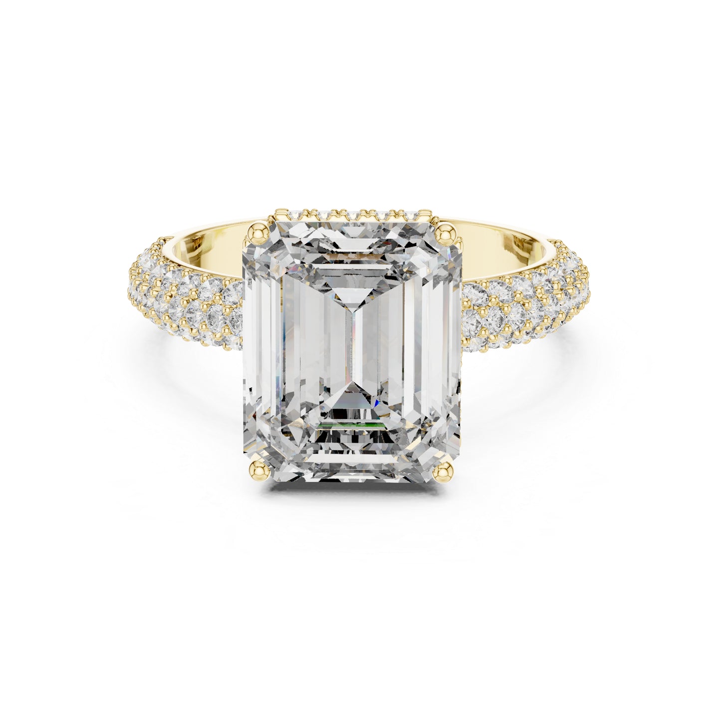 14K Yellow Gold Round & Emerald Lab-Grown Diamond Engagement Ring for Women | Pure Carat