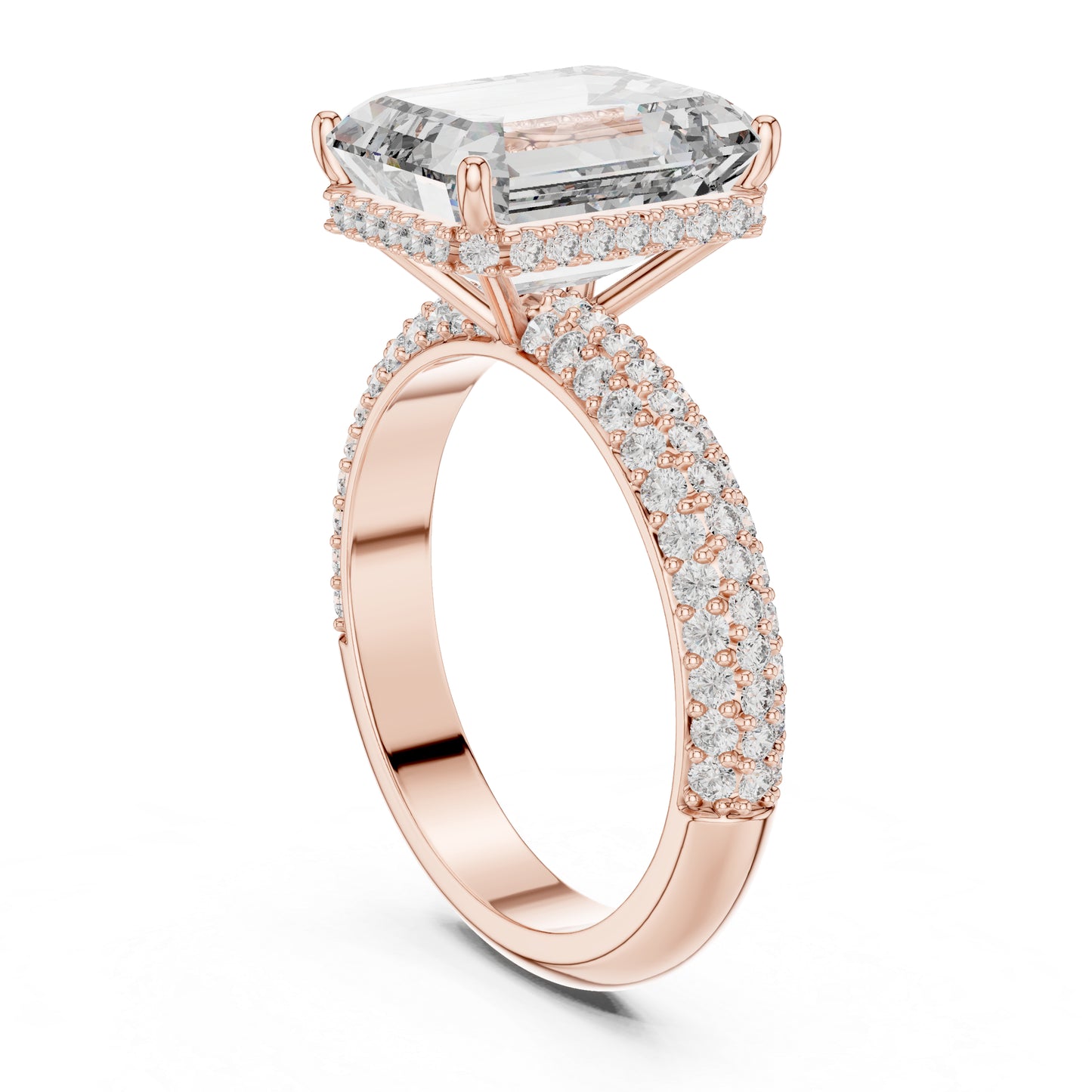 14K Yellow Gold Round & Emerald Lab-Grown Diamond Engagement Ring for Women | Pure Carat