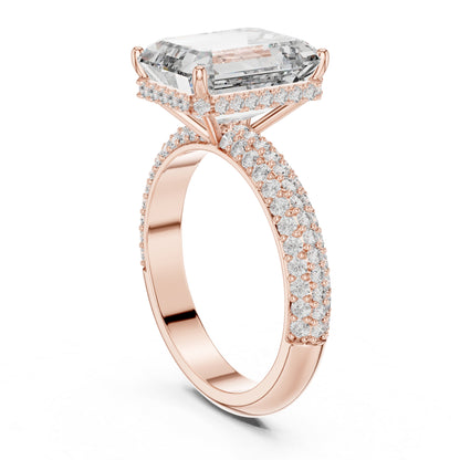 14K Yellow Gold Round & Emerald Lab-Grown Diamond Engagement Ring for Women | Pure Carat