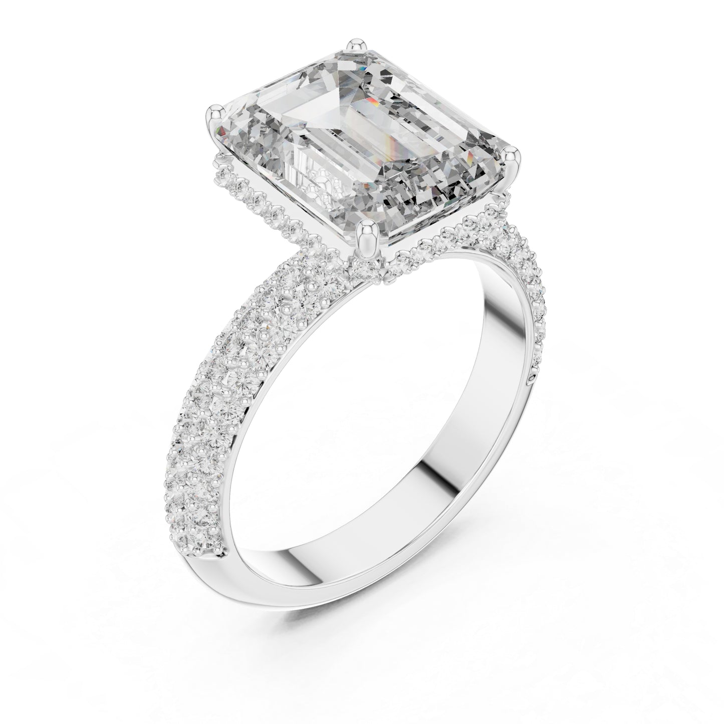 14K Yellow Gold Round & Emerald Lab-Grown Diamond Engagement Ring for Women | Pure Carat