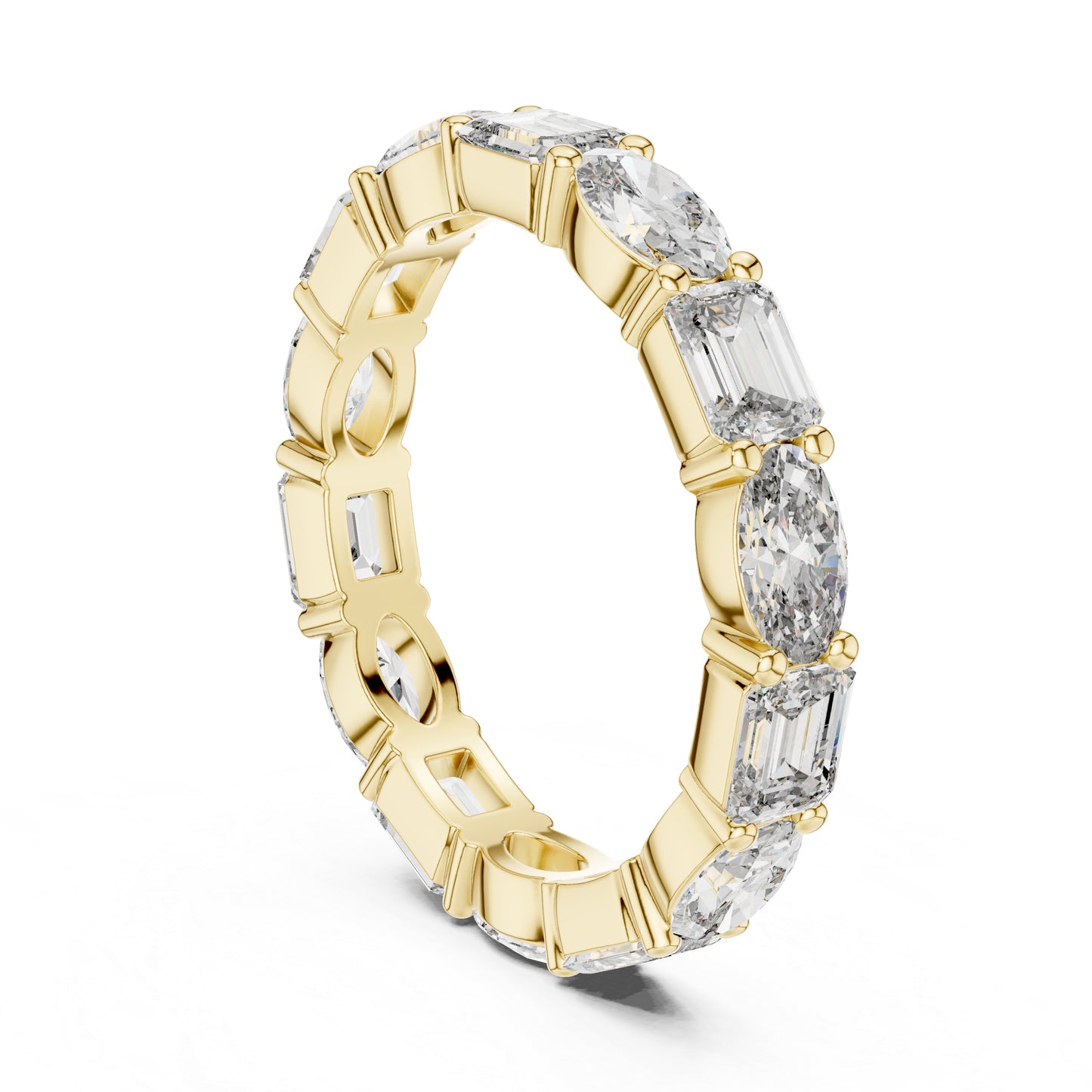 14K White Gold Emerald & Oval Lab-Grown Diamond Engagement Ring for Women | Pure Carat