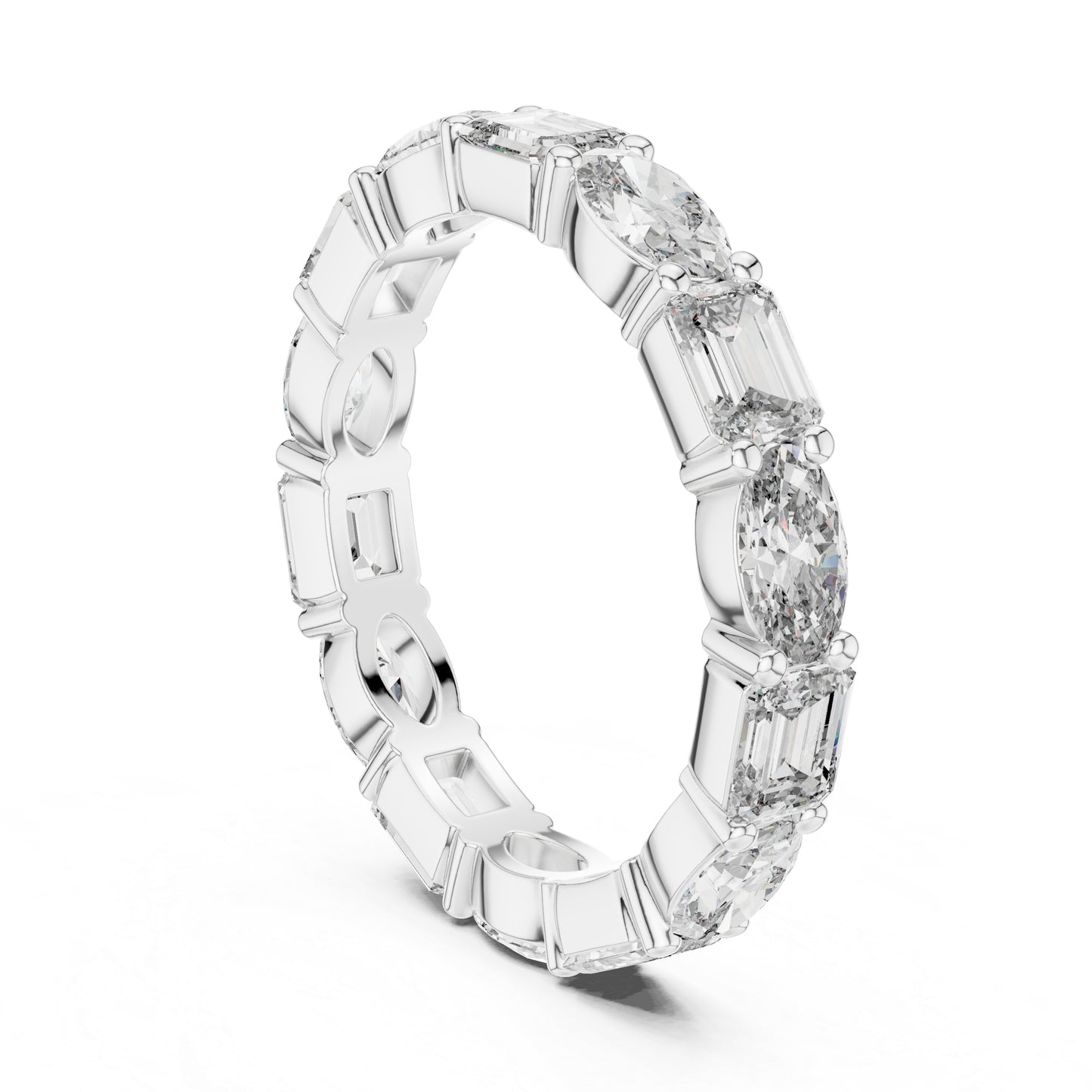 14K White Gold Emerald & Oval Lab-Grown Diamond Engagement Ring for Women | Pure Carat