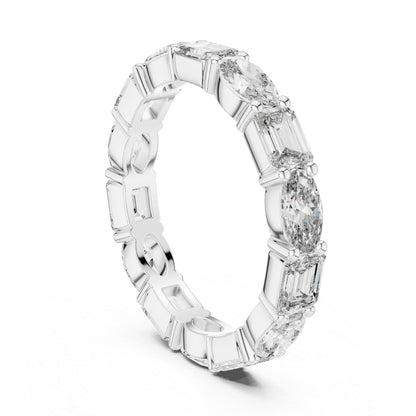 14K White Gold Emerald & Oval Lab-Grown Diamond Engagement Ring for Women | Pure Carat