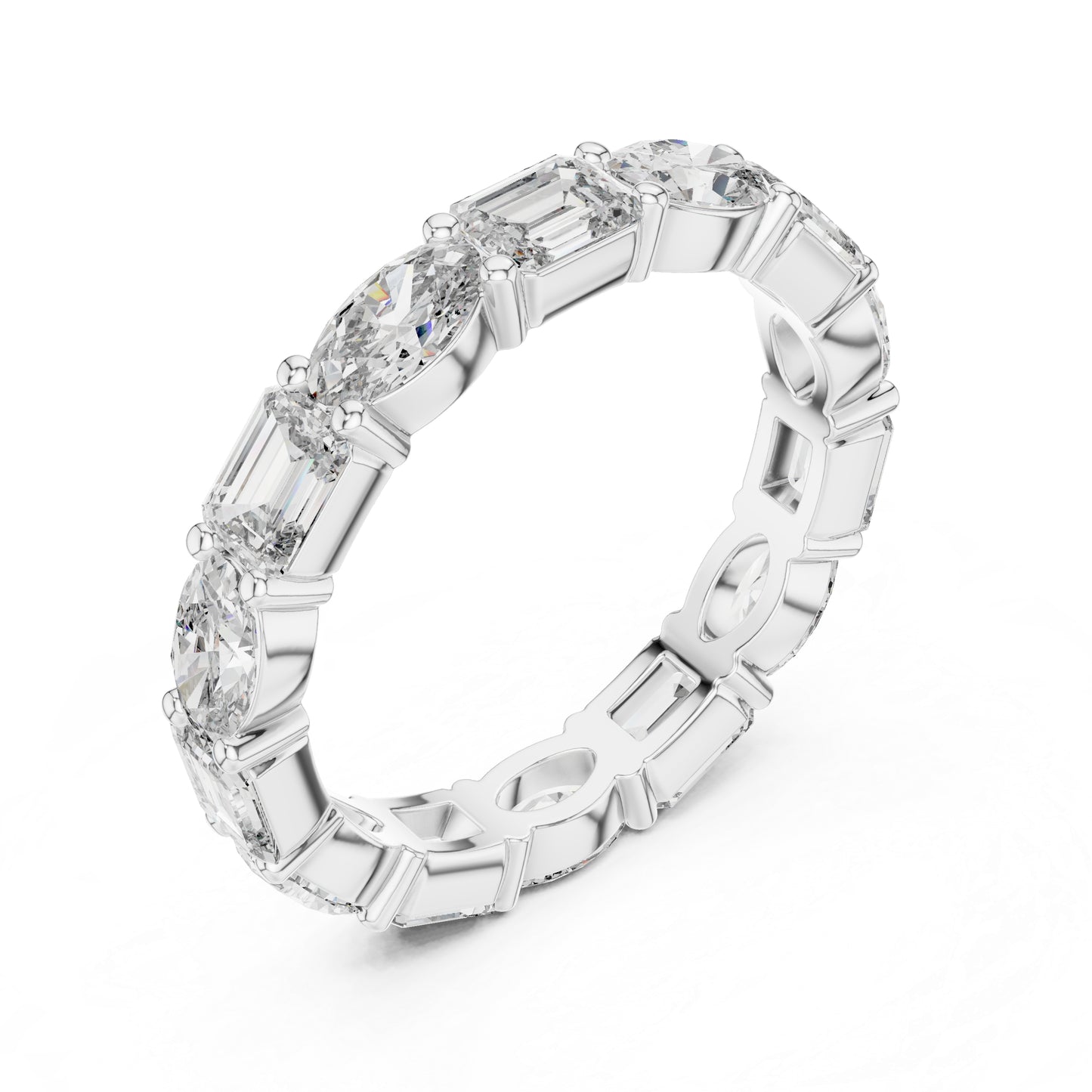 14K White Gold Emerald & Oval Lab-Grown Diamond Engagement Ring for Women | Pure Carat