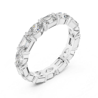 14K White Gold Emerald & Oval Lab-Grown Diamond Engagement Ring for Women | Pure Carat