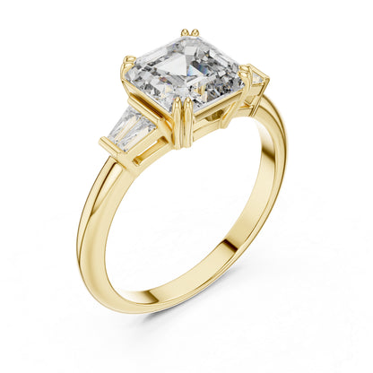 14K Yellow Gold Emerald Lab-Grown Diamond Engagement Ring | Pure Carat