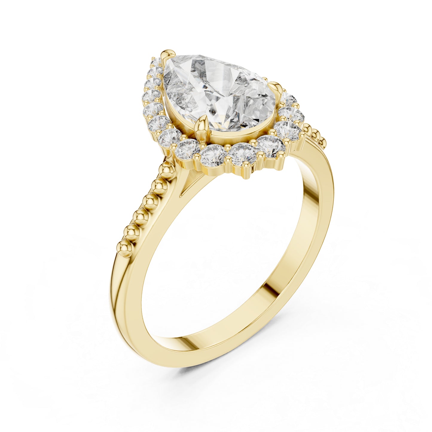 18K White Gold Round & Pear Lab-Grown Diamond Everyday Wear Ring for Women | Pure Carat