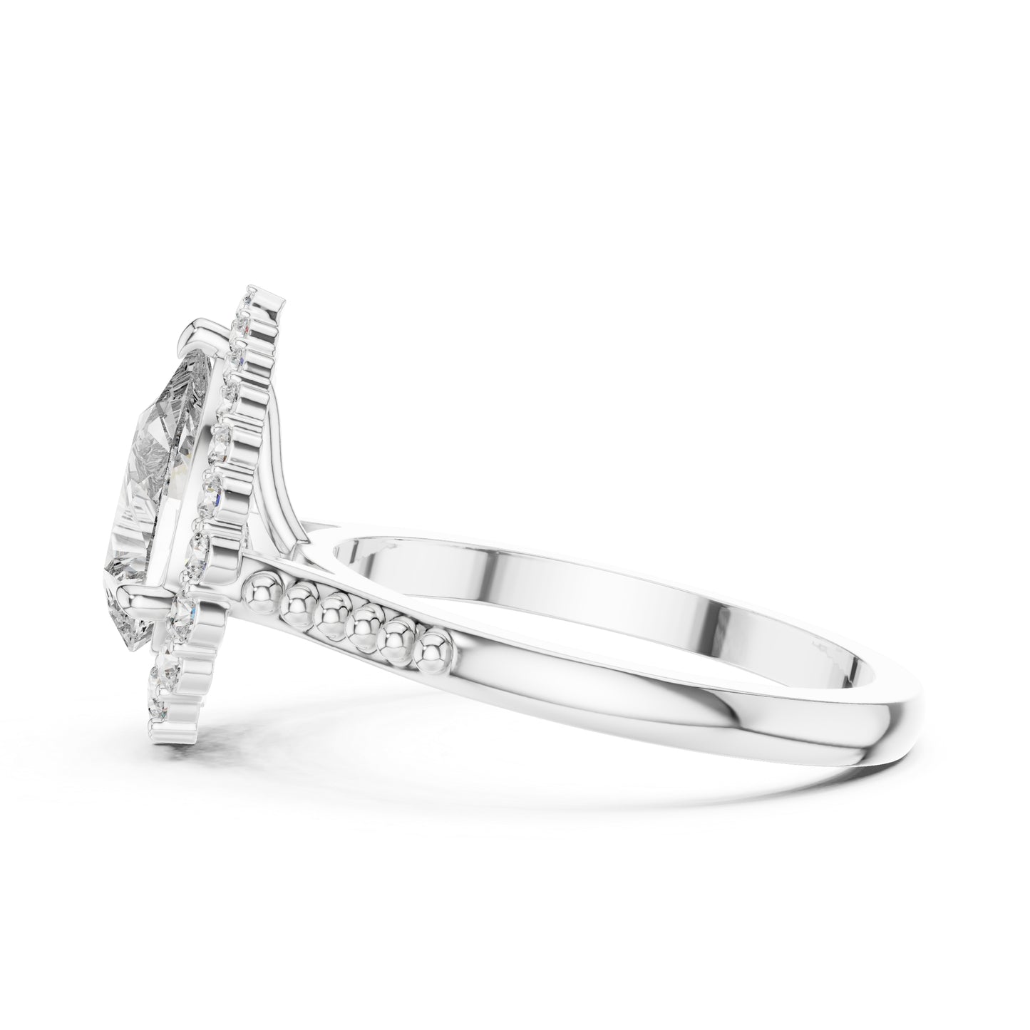 18K White Gold Round & Pear Lab-Grown Diamond Everyday Wear Ring for Women | Pure Carat