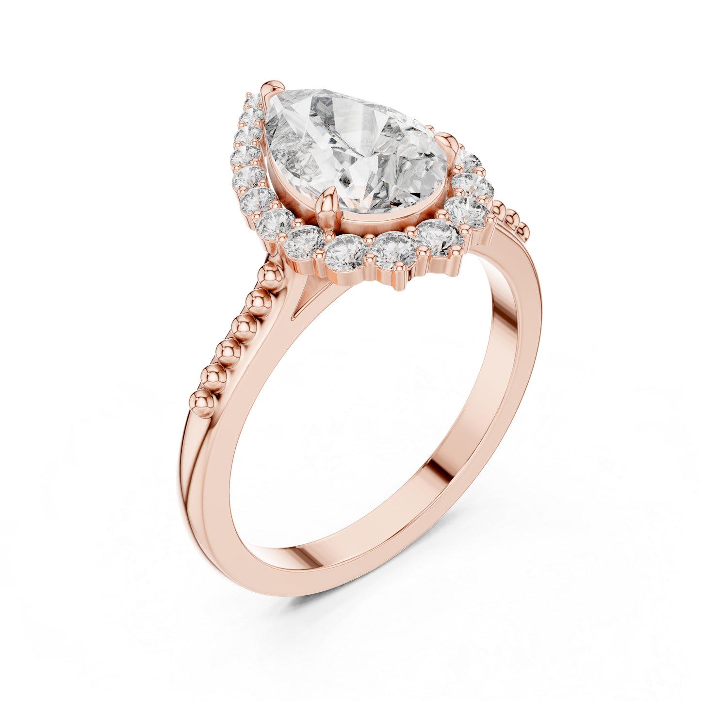 18K White Gold Round & Pear Lab-Grown Diamond Everyday Wear Ring for Women | Pure Carat