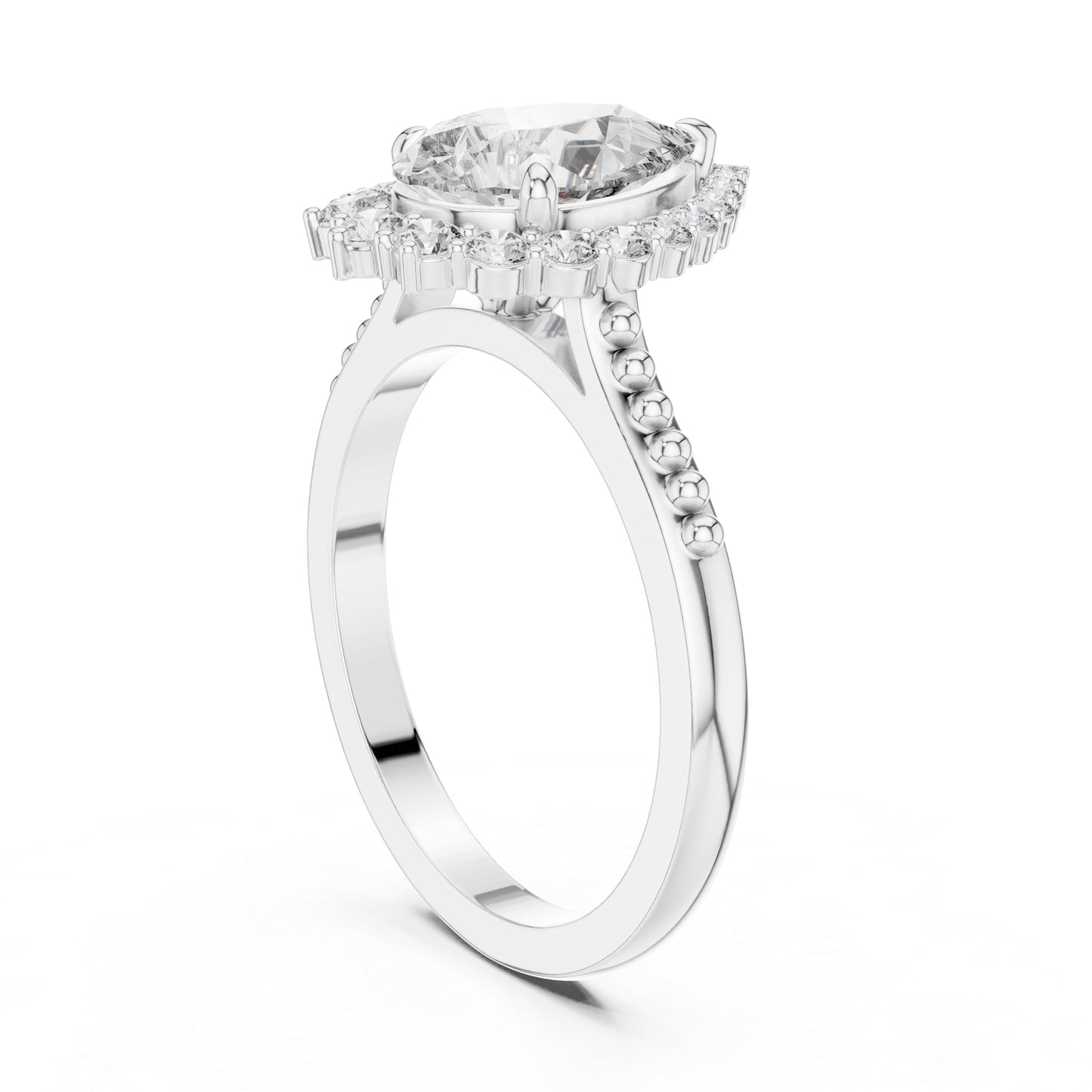 18K White Gold Round & Pear Lab-Grown Diamond Everyday Wear Ring for Women | Pure Carat