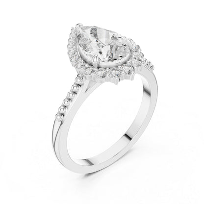 18K White Gold Round & Pear Lab-Grown Diamond Everyday Wear Ring for Women | Pure Carat