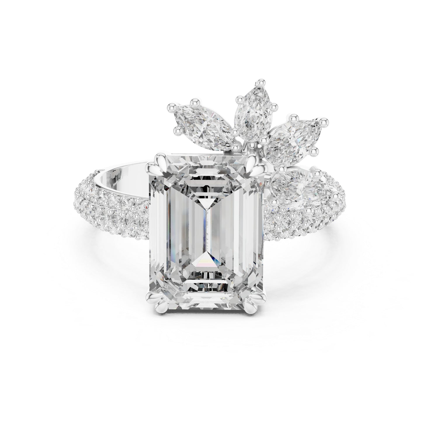 18K Yellow Gold Round, Marquise, Pear & Emerald Lab-Grown Diamond Engagement Ring for Women | Pure Carat