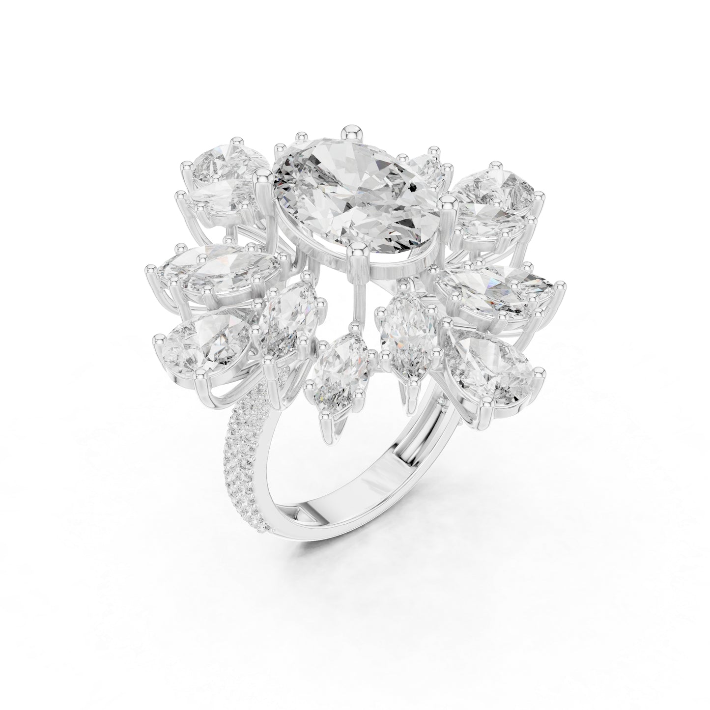 18K Rose Gold Round, Marquise, Pear & Oval Lab-Grown Diamond Everyday Wear Ring for Women | Pure Carat