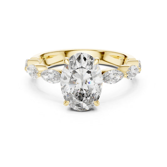 14K White Gold Oval & Marquise Lab-Grown Diamond Anniversary Gift Ring for Women | Pure Carat