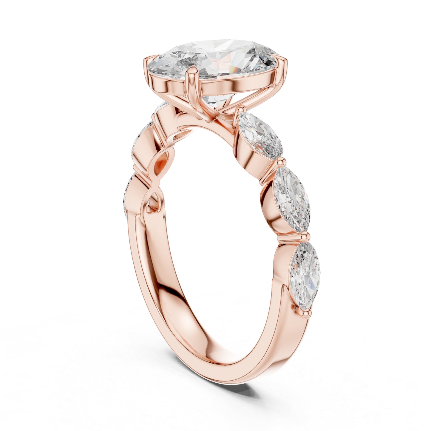 14K White Gold Oval & Marquise Lab-Grown Diamond Anniversary Gift Ring for Women | Pure Carat