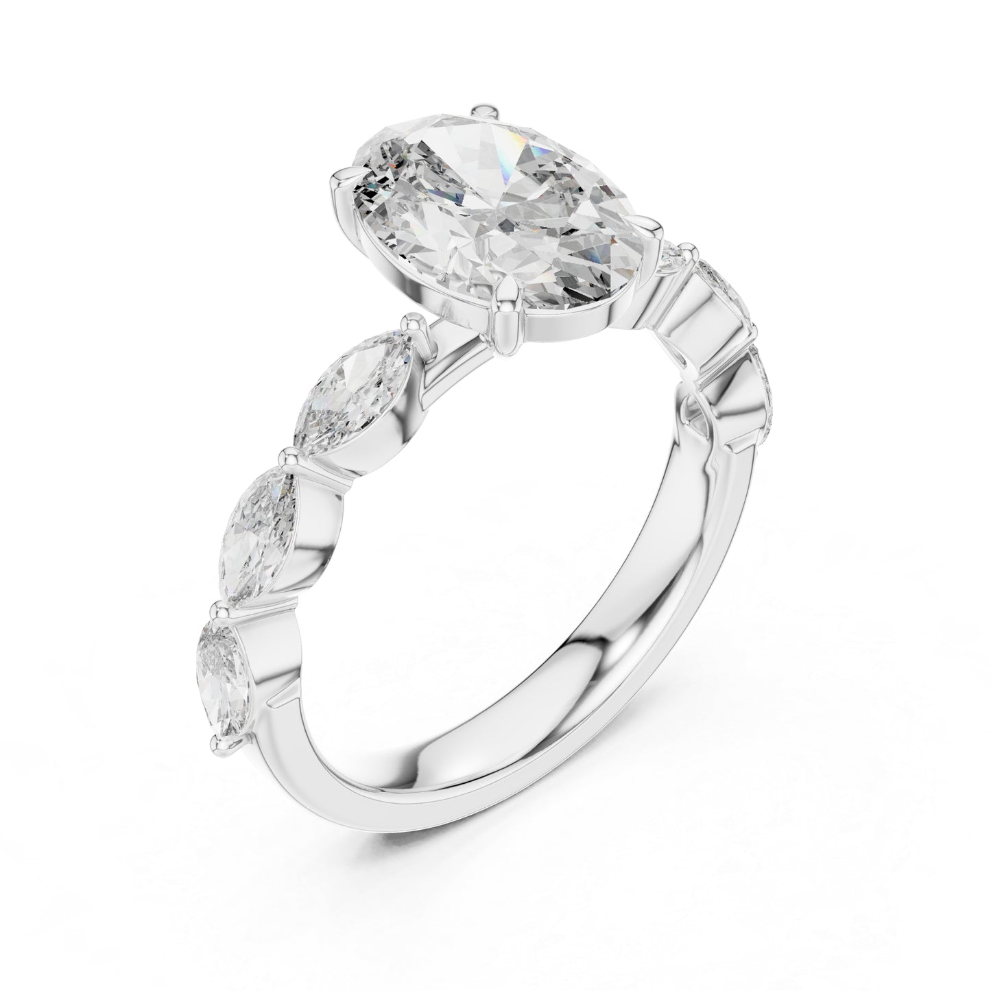 14K White Gold Oval & Marquise Lab-Grown Diamond Anniversary Gift Ring for Women | Pure Carat