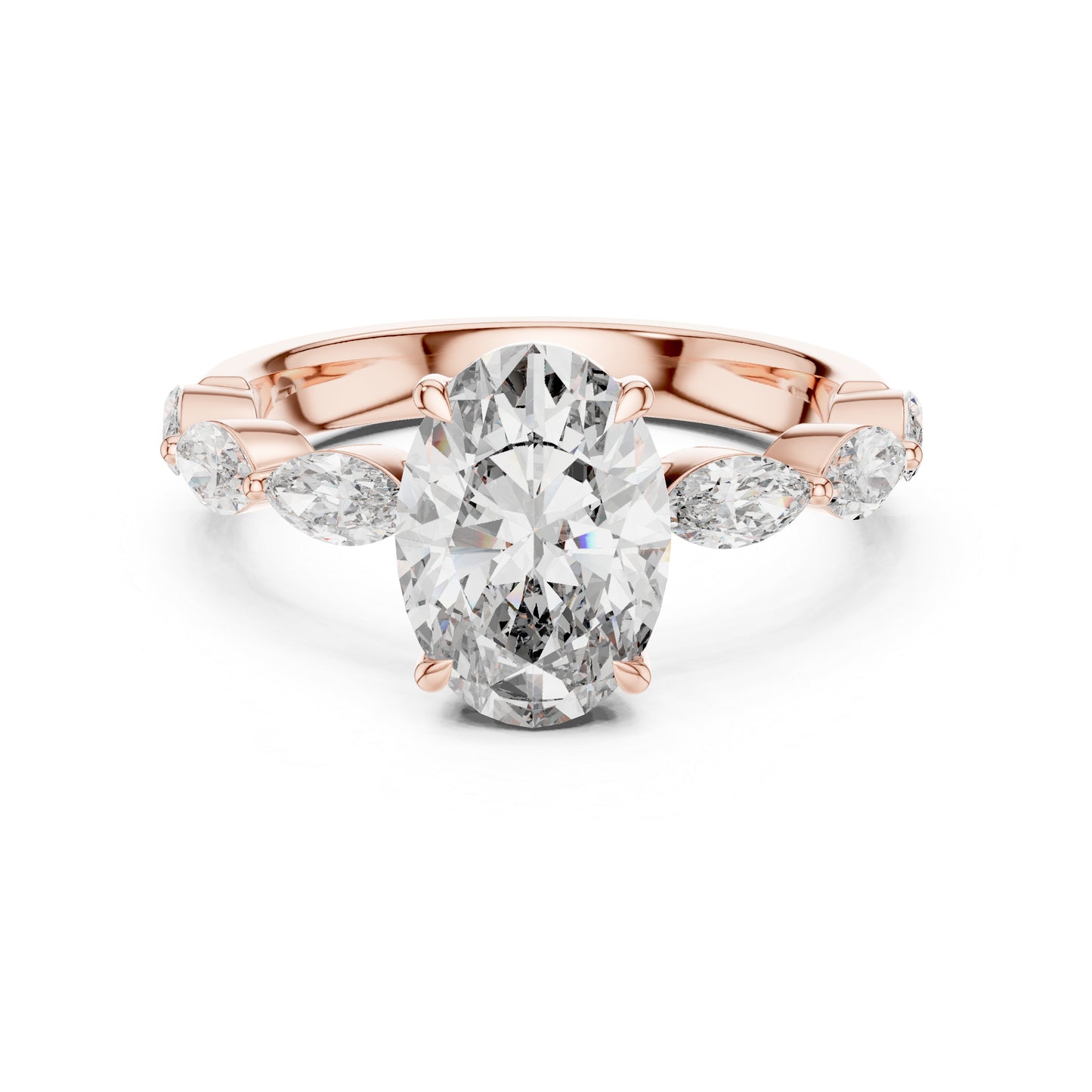 14K White Gold Oval & Marquise Lab-Grown Diamond Anniversary Gift Ring for Women | Pure Carat
