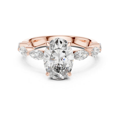14K White Gold Oval & Marquise Lab-Grown Diamond Anniversary Gift Ring for Women | Pure Carat