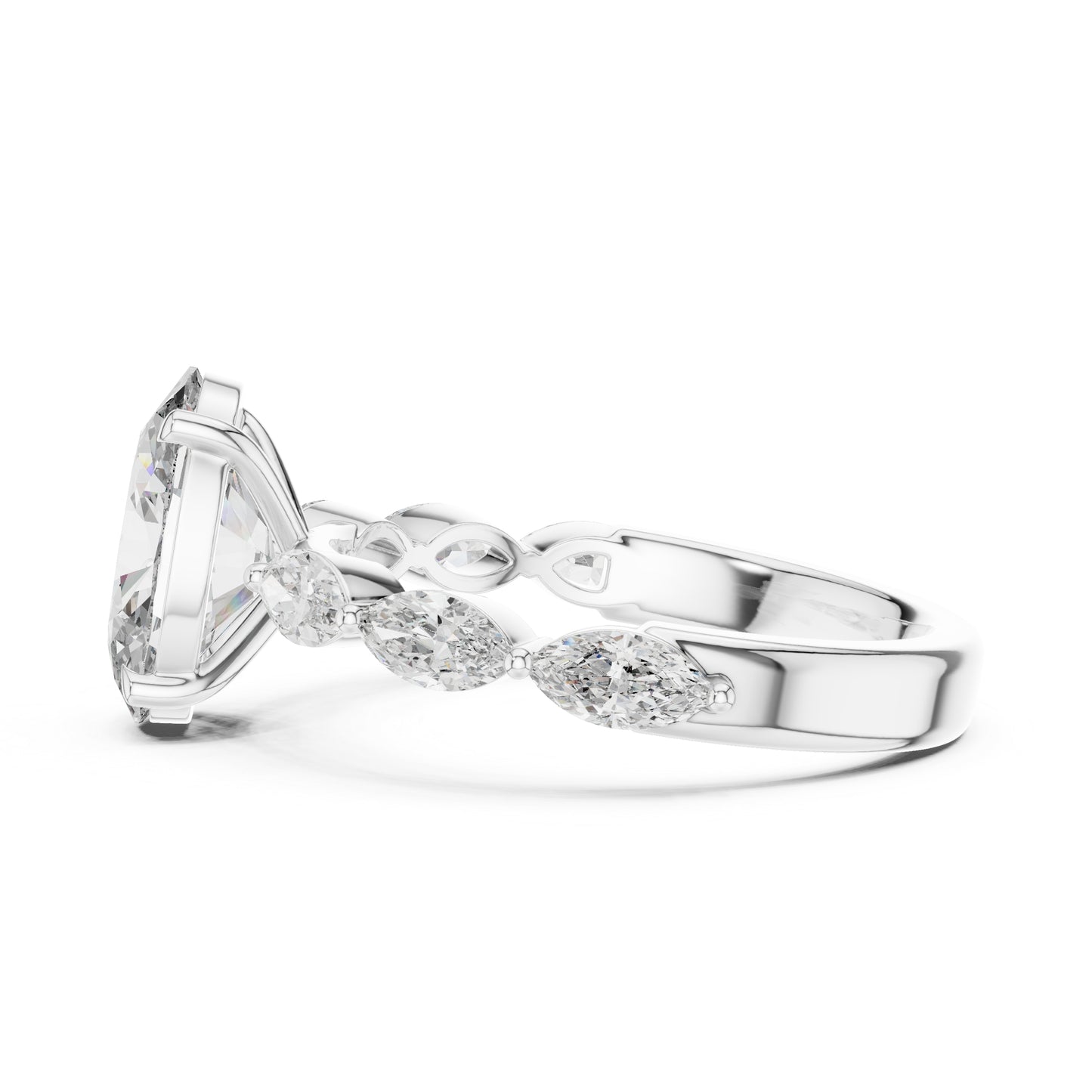 14K White Gold Oval & Marquise Lab-Grown Diamond Anniversary Gift Ring for Women | Pure Carat