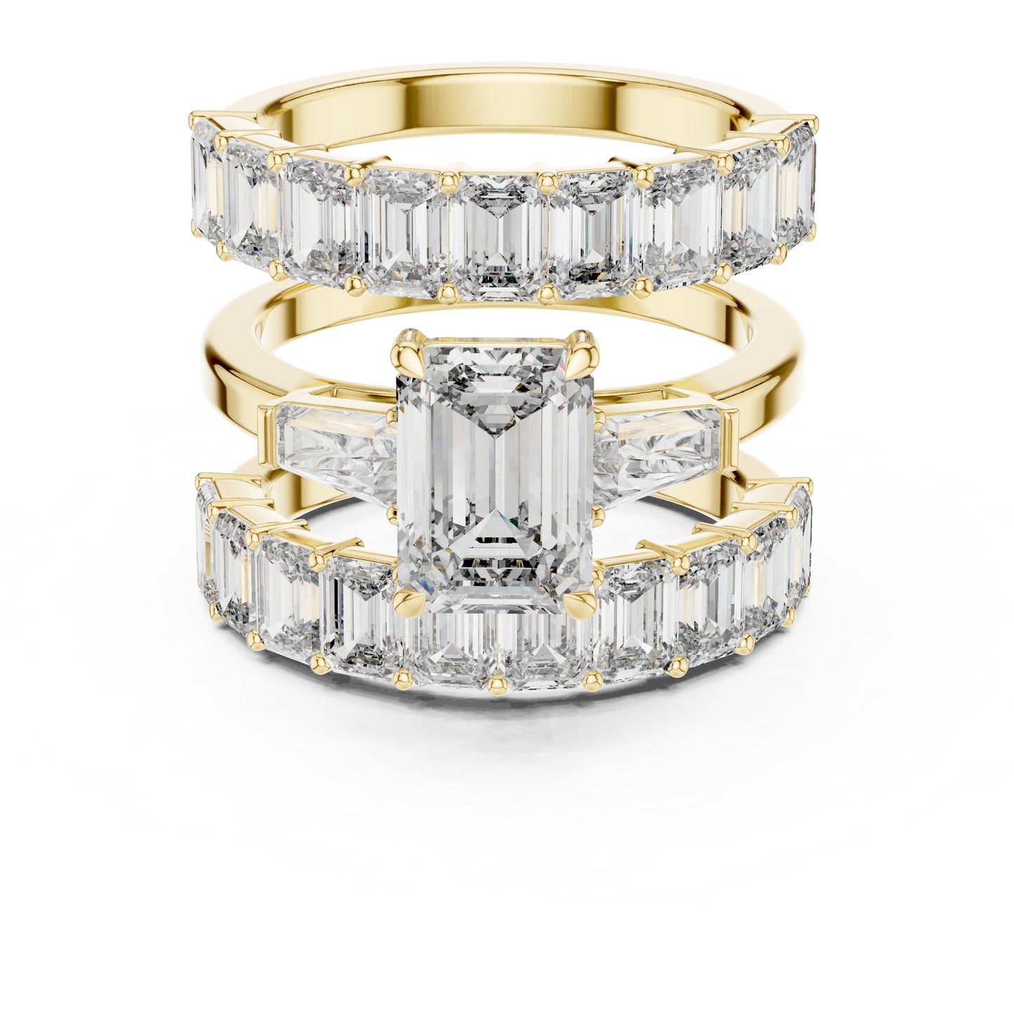 18K Rose Gold Emerald & Baguette Lab-Grown Diamond Engagement Ring for Women | Pure Carat