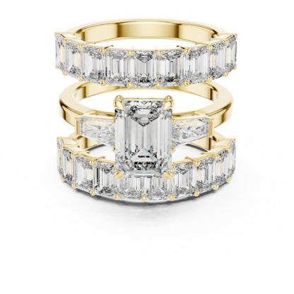 18K Rose Gold Emerald & Baguette Lab-Grown Diamond Engagement Ring for Women | Pure Carat