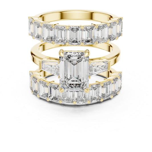 18K Rose Gold Emerald & Baguette Lab-Grown Diamond Engagement Ring for Women | Pure Carat