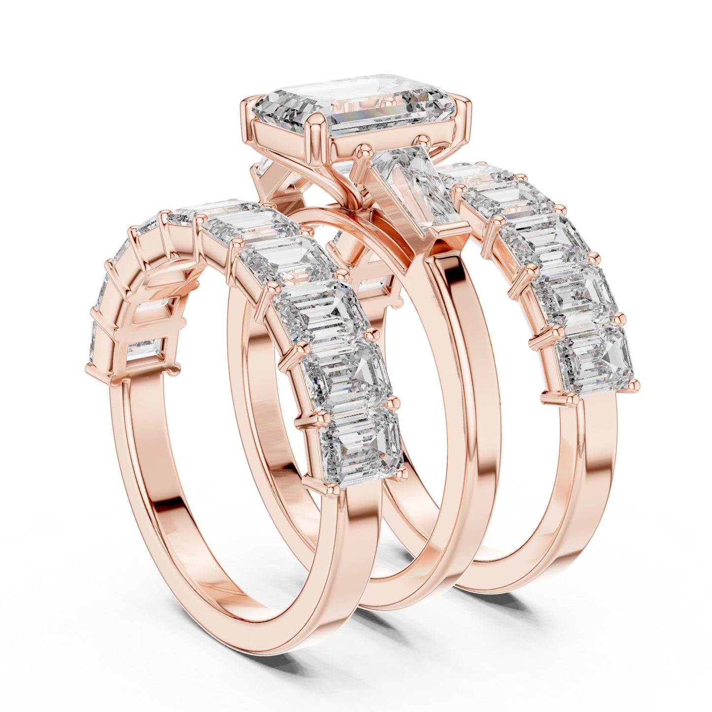 18K Rose Gold Emerald & Baguette Lab-Grown Diamond Engagement Ring for Women | Pure Carat