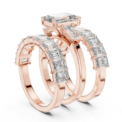 18K Rose Gold Emerald & Baguette Lab-Grown Diamond Engagement Ring for Women | Pure Carat