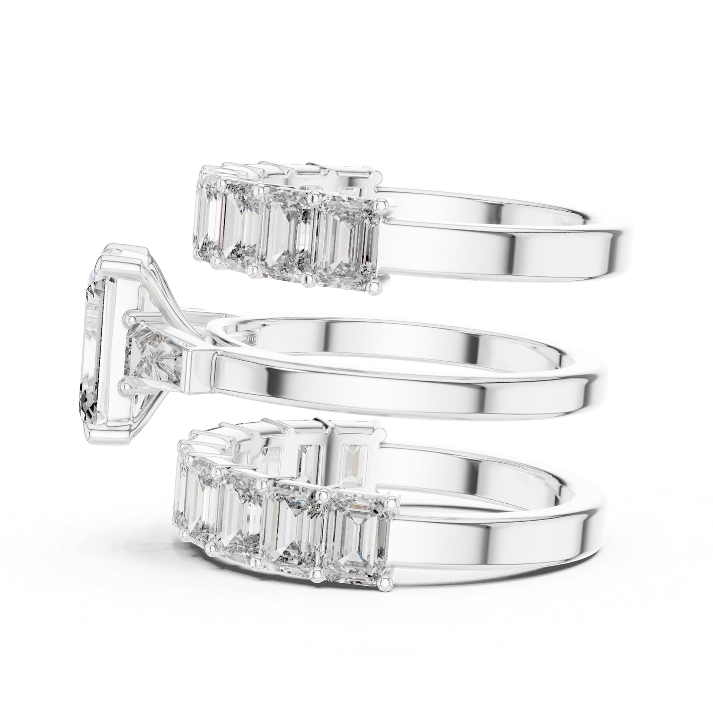 18K Rose Gold Emerald & Baguette Lab-Grown Diamond Engagement Ring for Women | Pure Carat