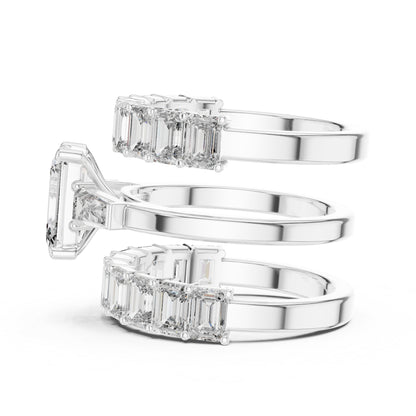 18K Rose Gold Emerald & Baguette Lab-Grown Diamond Engagement Ring for Women | Pure Carat