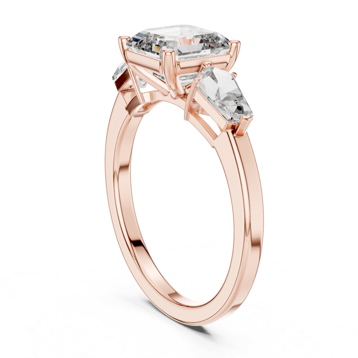 18K Rose Gold Asscher & Kite Lab-Grown Diamond Engagement Ring for Women | Pure Carat