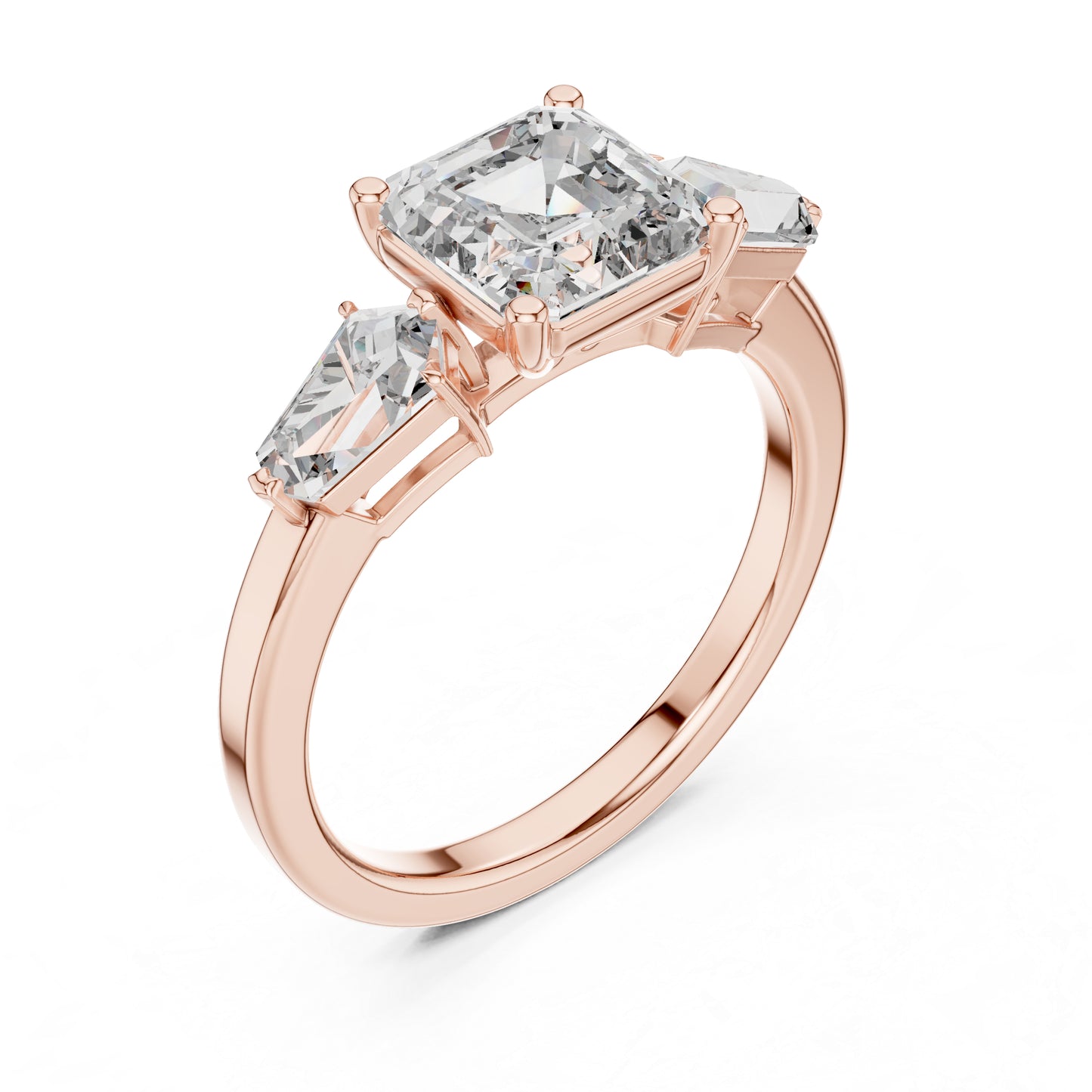 18K Rose Gold Asscher & Kite Lab-Grown Diamond Engagement Ring for Women | Pure Carat