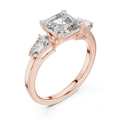 18K Rose Gold Asscher & Kite Lab-Grown Diamond Engagement Ring for Women | Pure Carat