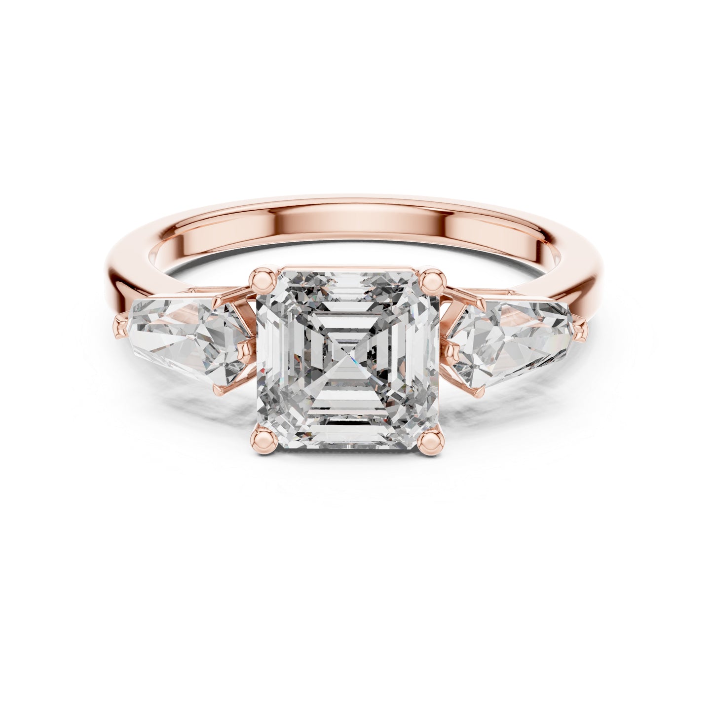 18K Rose Gold Asscher & Kite Lab-Grown Diamond Engagement Ring for Women | Pure Carat