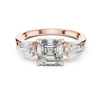 18K Rose Gold Asscher & Kite Lab-Grown Diamond Engagement Ring for Women | Pure Carat