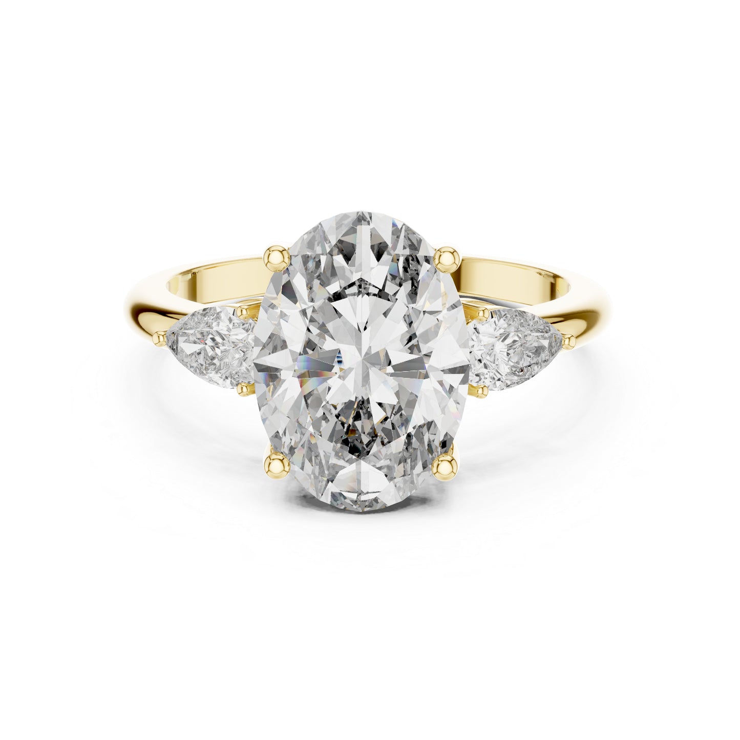 Oval & Pear Lab-Grown Diamond Bridal Stud Ring in 14K White Gold – Pure Carat