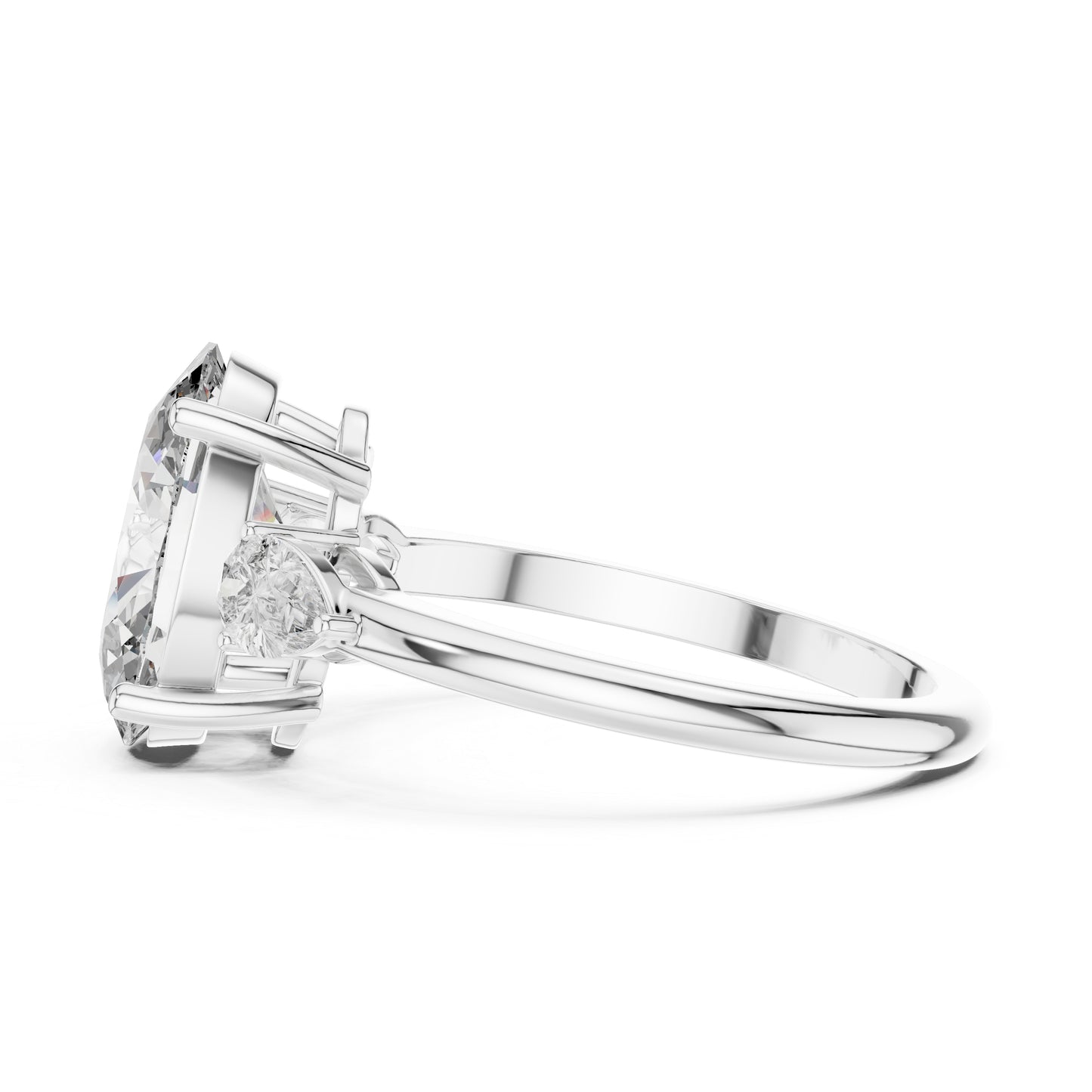 Oval & Pear Lab-Grown Diamond Bridal Stud Ring in 14K White Gold – Pure Carat