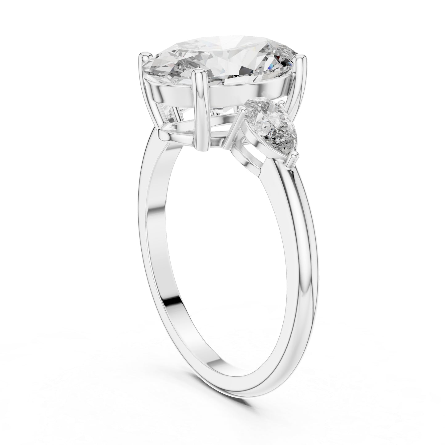 Oval & Pear Lab-Grown Diamond Bridal Stud Ring in 14K White Gold – Pure Carat