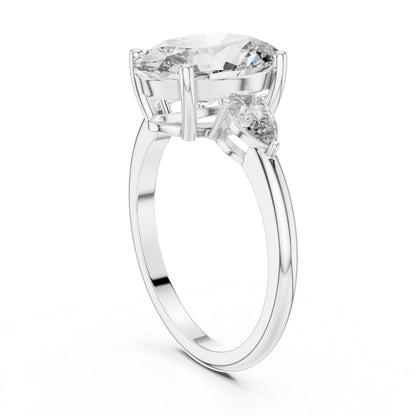 Oval & Pear Lab-Grown Diamond Bridal Stud Ring in 14K White Gold – Pure Carat