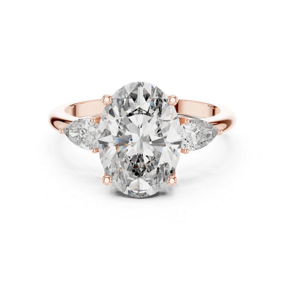 Oval & Pear Lab-Grown Diamond Bridal Stud Ring in 14K White Gold – Pure Carat