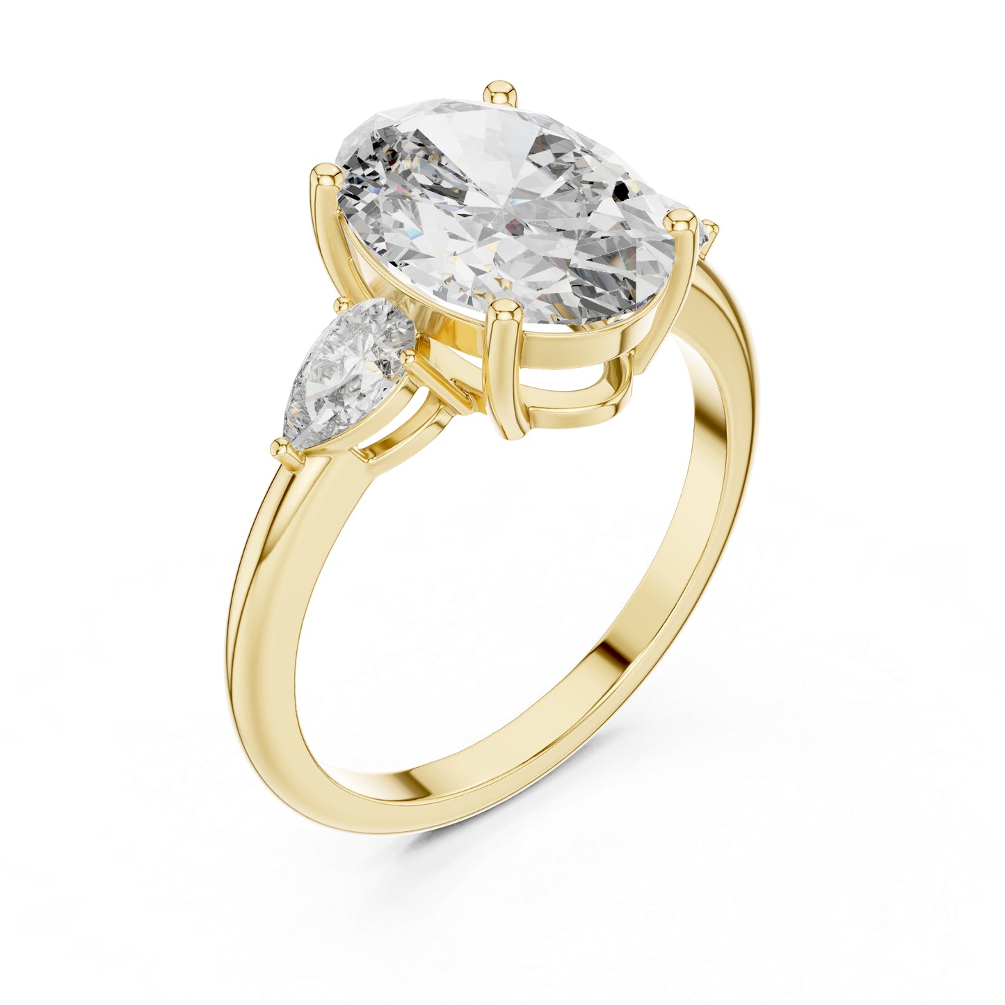 Oval & Pear Lab-Grown Diamond Bridal Stud Ring in 14K White Gold – Pure Carat