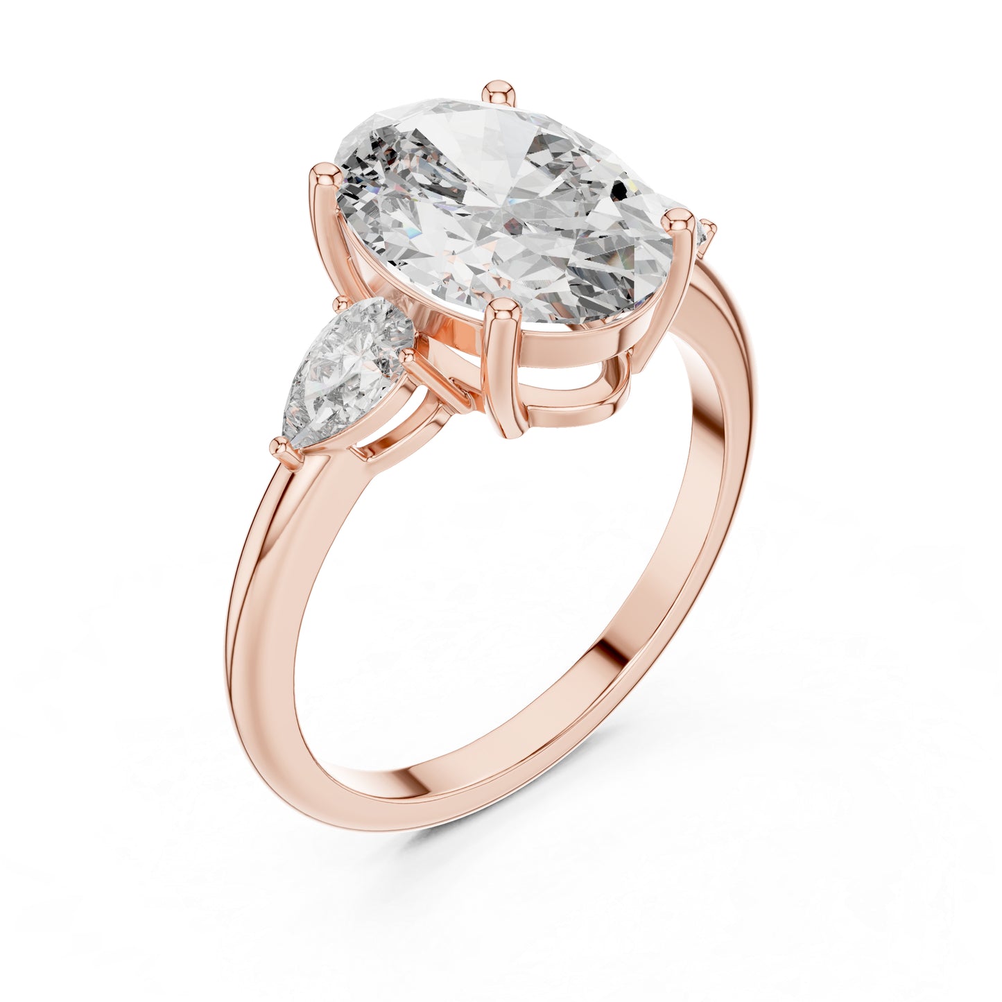 Oval & Pear Lab-Grown Diamond Bridal Stud Ring in 14K White Gold – Pure Carat